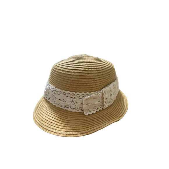 D & Y Women's Beach Sun Hat OS Beige Ivory Lace Accent Summer Vacation New - Picture 10 of 10